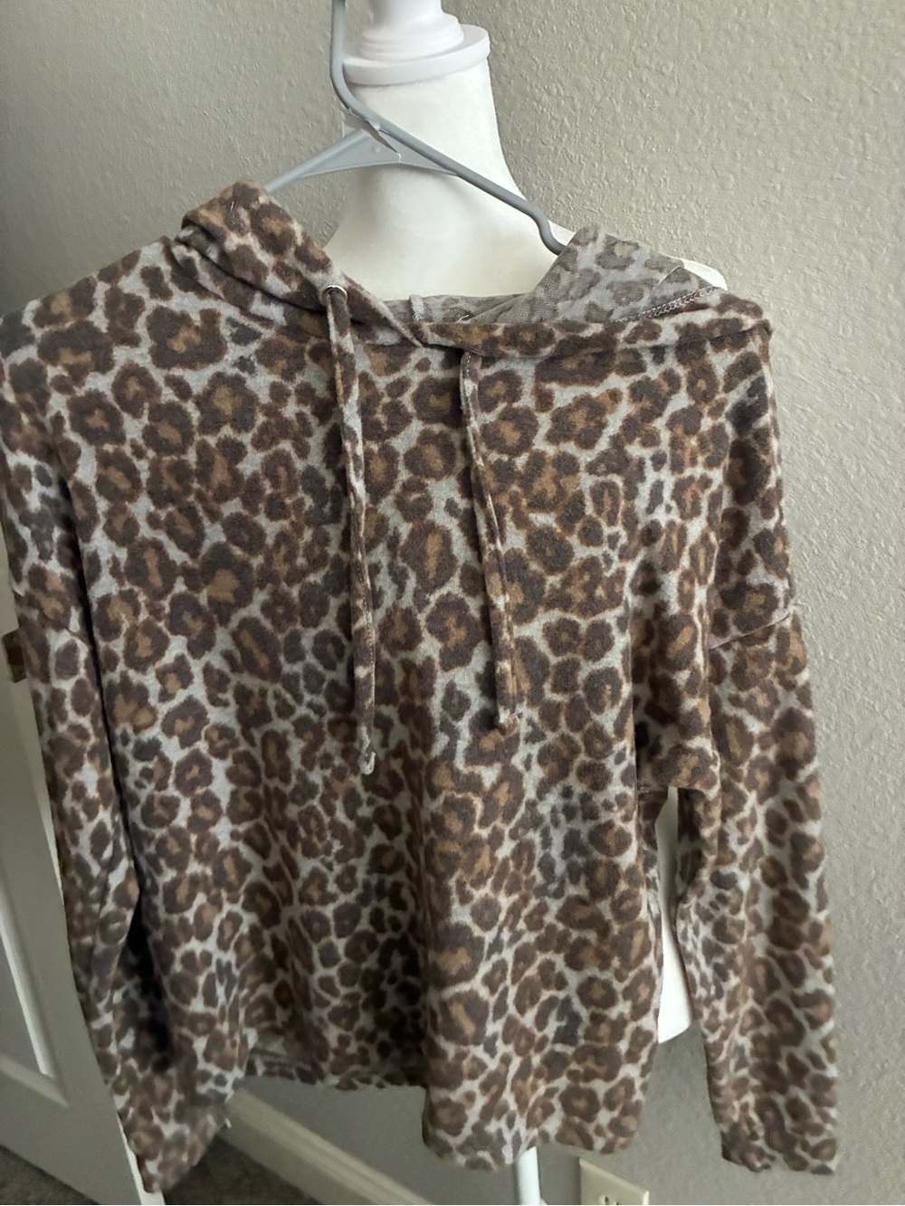 Hippie Rose Brown Leopard Print Hooded Pullover
